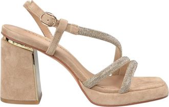 Alma En Pena Sandaal met hak en strass - Dames - Sandalen met hakken - Beige - 40 EU - Leer - Schoenen