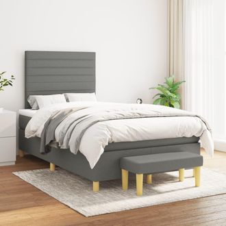vidaXL Cama Box Spring Con Colch&oacute;n Tela Gris Oscuro 120x200 Cm Vidaxl
