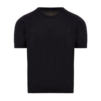 Drumohr Round-neck Knitwear, male, Blue, Size: XL Knitted cotton T-shirt