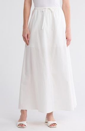 Leith Drawstring Waist Cotton Poplin Maxi Skirt in Ivory Cloud at Nordstrom Rack, Size X-Small