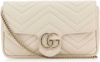 Gucci Ivory Leather Small Gg Marmont Shoulder Bag