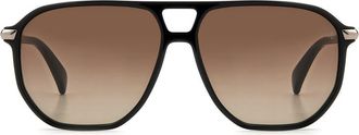 Rag & Bone 58mm Rectangular Sunglasses in Black/Brown Gradient at Nordstrom Rack