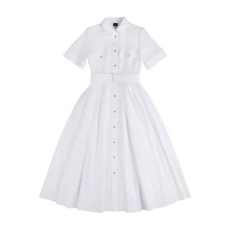 Fay Shirt Dresses, female, White, Size: S Buttoned Shirt Midi Dress