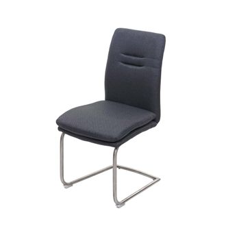 Hhg Nunca Usado] Silla De Comedor Hhg 927, Silla De Cocina Sill&oacute;n Cantilever, Tela/textil Acero Inoxidable Cepillado, Gris Oscuro