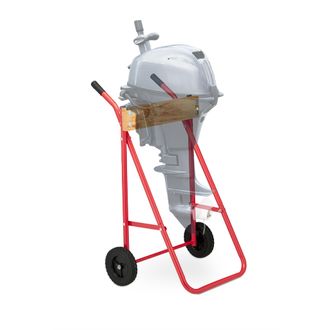 Relaxdays Relaxdays - Soporte Motor Fueraborda, Carro Con Ruedas, Almacenamiento Y Transporte Vertical, Hasta 100 Kg, Acero, Rojo