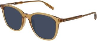 Montblanc Gele Frame Blauwe Lens Zonnebril - Dames - Zonnebrillen - Geel - 52 MM - Accessoires