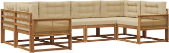 vidaXL Conjunto De Sof&aacute;s De Exterior 6 Uds. Natural Y Beige Vidaxl