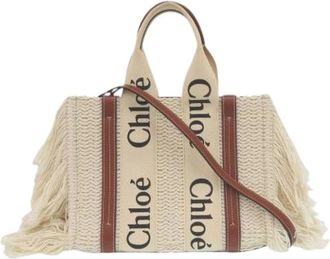 Chlo&eacute; Pre-owned Tote Bags, female, Brown, Size: ONE SIZE Pre-owned The Woody Fringe Tote Bag