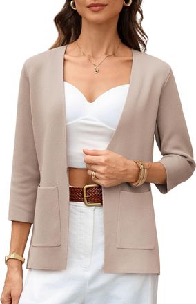 Grace Karin Womens Cardigans Spring Elegant V Neck 3/4 Sleeve Business Office Bolero L Khaki