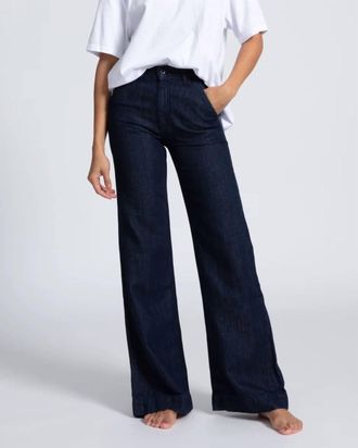 ASKK NY Denim Wide Leg Trousers In Indigo Linen