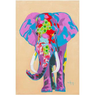 Biscottini International Biscottini - Cuadro &Oacute;leo Sobre La Tela Elefante Multicolor