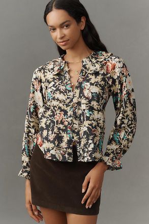 Pilcro The Keira Collared Button-Front Blouse by Pilcro: Long-Sleeve Edition
