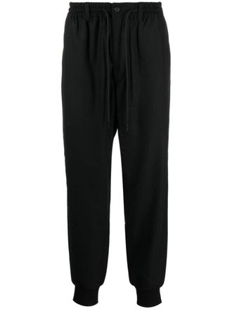 Yohji Yamamoto drawstring-waist tapered-leg trousers - Black