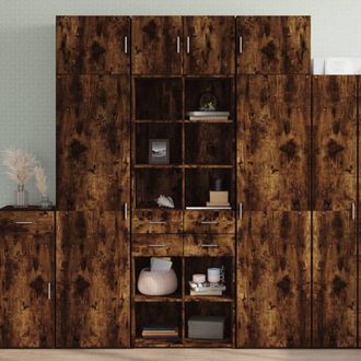 Berkfield Home Highboard Smoked Oak 70x42.5x185 cm Engineered Wood in Brown