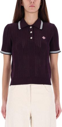 Casablanca Cotton Knit Polo Shirt-Donna