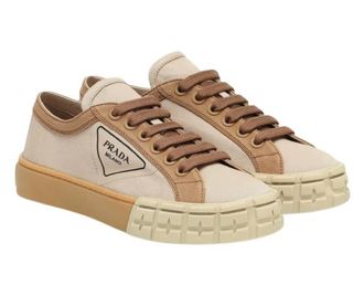Prada Wheel Canvas Corda Khaki Low Top Sneakers Size 38.5