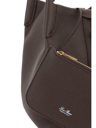 Loro Piana Womens Bucket Bag Bale Dark Chocolate Leather Locorice-Sun Go Calf (bos Taurus) Shoulder Locorice/sun