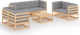 vidaXL Juego De Muebles De Jard&iacute;n 8 Pzas Y Cojines Madera Pino Maciza Vidaxl