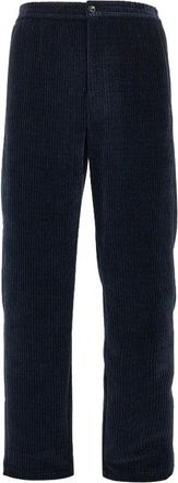 Emporio Armani Geribbelde Chenille Broek - Heren - Broeken - Blauw - Maat: S Poliester