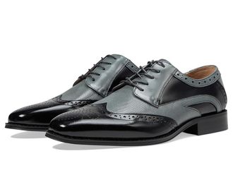 Stacy Adams Ivingale Wing Tip Lace-Up Mens Lace Up Wing Tip Shoes Black/Gray : 9.5 M, Leather