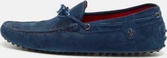 Tod's Tods Blue Suede Bow Slip On Loafers