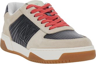 Valentino Garavani Mens Sneakers Sparry Beige Leather-Fabric Trainers