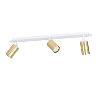 Wonderlamp Regleta elegante con 3 focos dorados orientables y estructura blanca