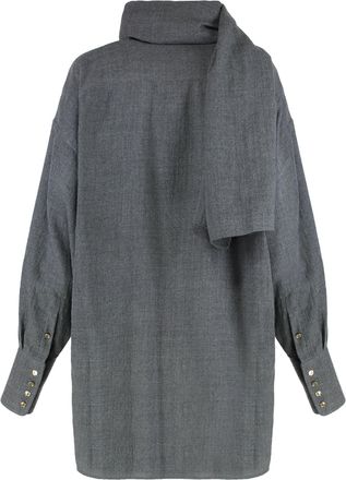 Darkpark Womens Shirt With Removable Wool Scarf Grey