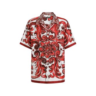 Dolce & Gabbana Majolica-print Silk Twill Hawaii Shirt
