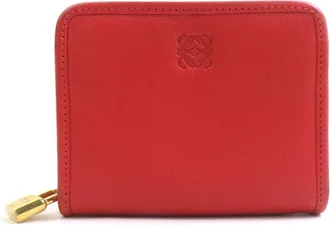 Loewe Orange Red Leather Coin Purse/Coin Case (Pre-Owned)
