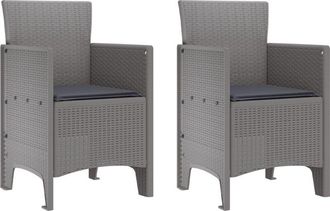 vidaXL Silla de Jardín 2 pcs Gris claro 53 x 49 x 85 cm pp Vidaxl