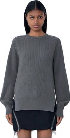 Rick Owens Geribbelde Gebreide Trui - Dames - Ronde hals truien - Grijs - XS - Truien & Vesten