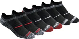 Saucony Mens 6 Pack Performance Comfort Fit No-Show Socks, Red Assorted, Size: 9.5-11.5