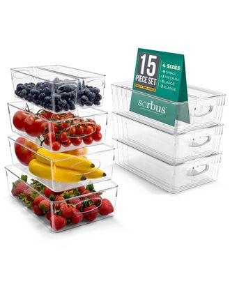 Sorbus Variety 15-Pack Clear Plastic Organizing Bins