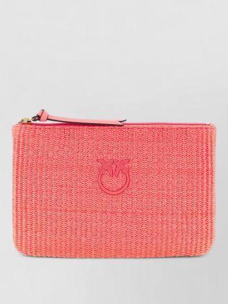 Pinko raffia clutch bag woven texture strap