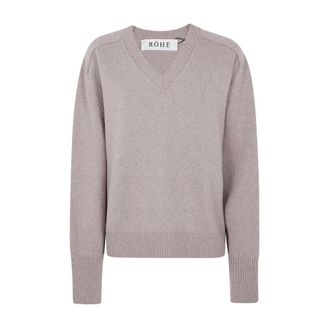 R&oacute;he V-neck Knitwear, female, Beige, Size: M Sleeve Wrap Jumper