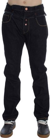 Acht Mens Straight Leg Jeans - Navy Cotton - Size 34 (Waist)