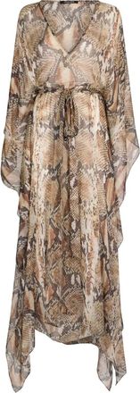 Roberto Cavalli snakeskin-print dress - women - Silk - M - Brown