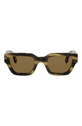 Fendi Selleria 50mm Rectangular Sunglasses in Brown Horn/brown at Nordstrom