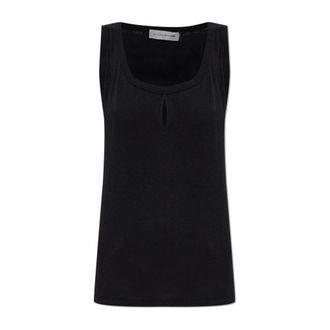 Victoria Beckham Sleeveless Tops, female, Black, Size: L Turtleneck Top with Back Draping