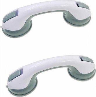 OEM Barra De Apoyo Para Ducha, Barra De Apoyo Con Ventosa, Para Personas Mayores Y Discapacitadas, Ayuda Para El Ba&ntilde;o, Blanco/gris, 30 Cm, 2 Unidades