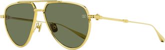 Valentino Unisex Titanium Pilot Sunglasses VLS-133 A Gold 59mm