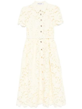 Self Portrait lace collared midi dress - women - Polyester/Polyester - 10 - Yellow