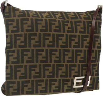 Fendi Pre-owned Cross Body Bags, female, Brown, Size: ONE SIZE Pre-owned Zucca Canvas Shoulder Bag