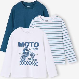 Vertbaudet 3er-Pack Shirts Jungen BASIC Langarm mit Recycling-Baumwolle wei&szlig;