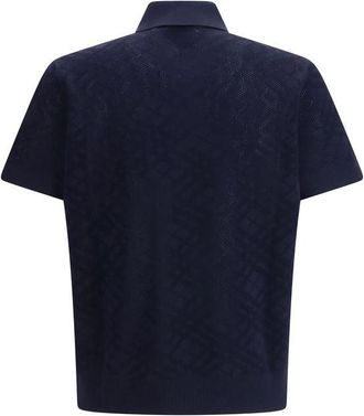 Burberry Check Wool Polo Shirt - Blue