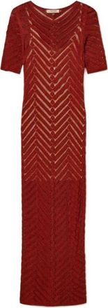 Twinset Chevron Knit Dress - Dames - Kleedjes - Bruin - M - Kleedjes