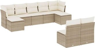 vidaXL Set De Sof&aacute;s De Jard&iacute;n 9 Pzas Con Cojines Rat&aacute;n Sint&eacute;tico Beige Vidaxl