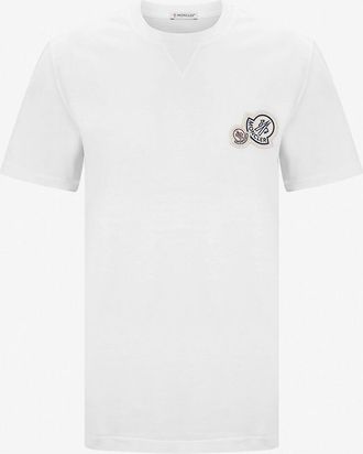 Moncler Kurzarm-Jersey-T-Shirt mit doppeltem Logopatch