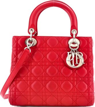 Dior Lady Dior Bag Cannage Quilt Lambskin Medium satchel - Rood
